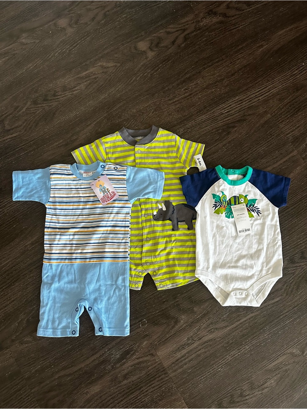 Gymboree Boys 3-Pack One-Piece Set - Blue, Lime Green & White